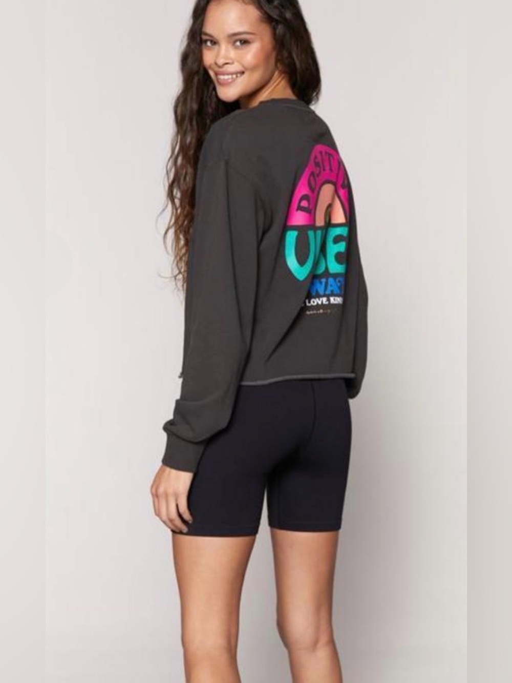 Spiritual Gangster peace love kindness mazzy crop sweatshirt black small
